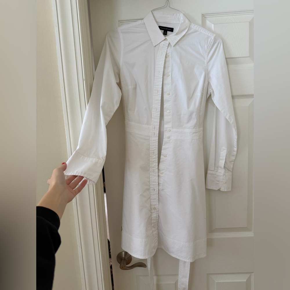 Banana Republic Classic White Collared Dress
